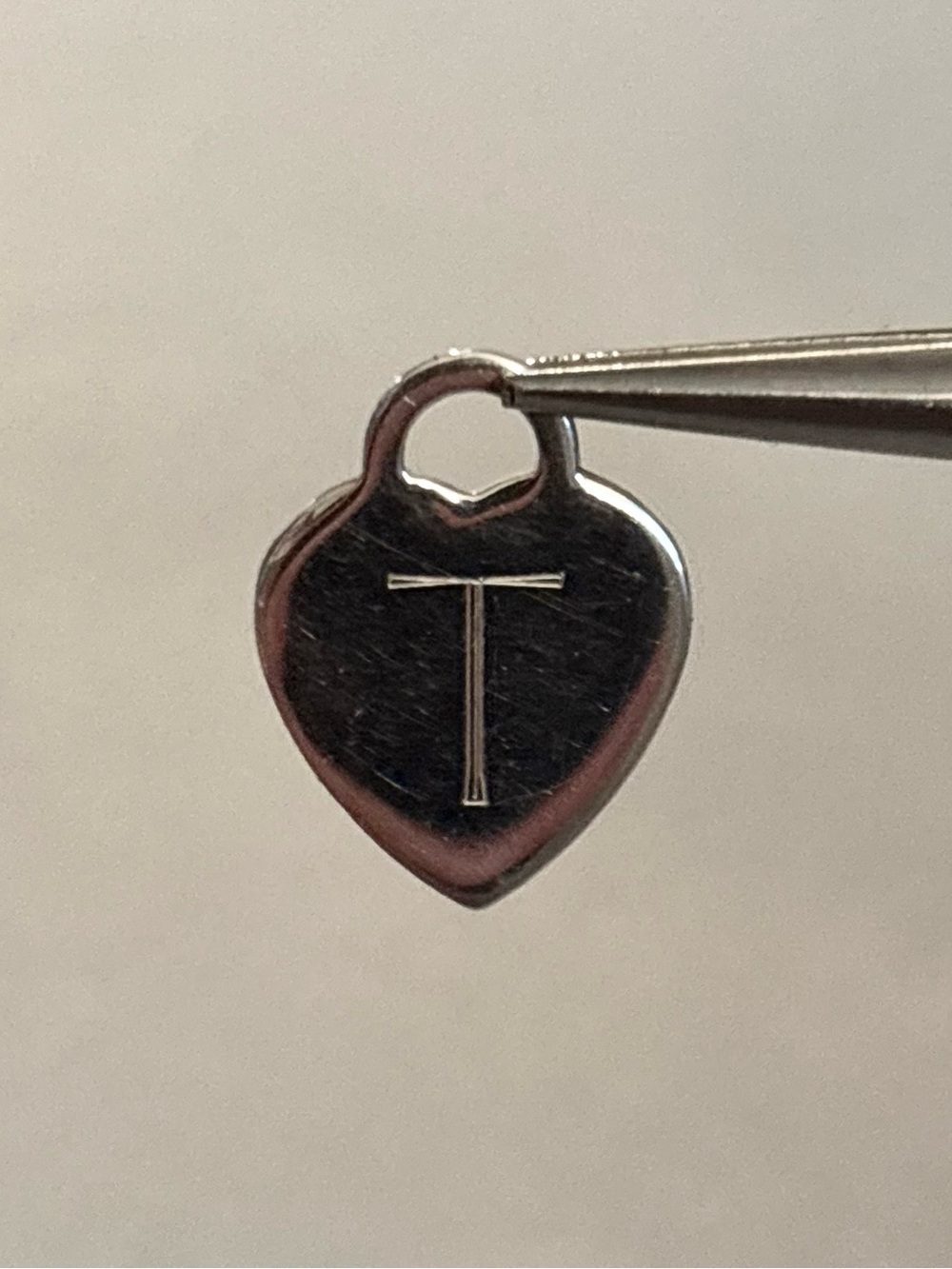 Silver Heart Pendant with “T” Initial